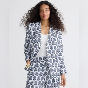 J.Crew Helena blazer bouquet block print Chelsea linen-cupro blend BR074